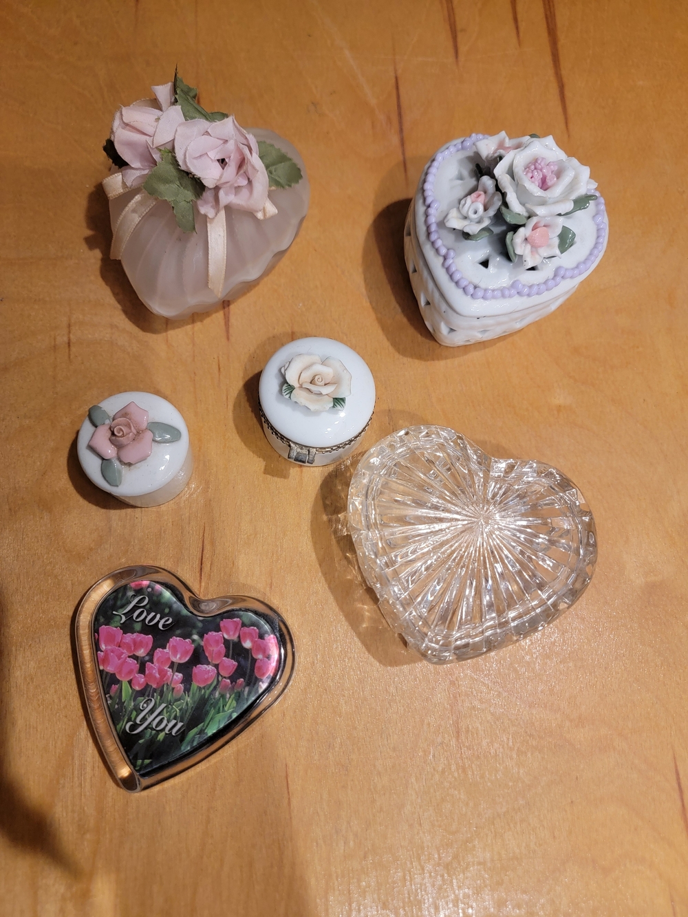 Assorted Heart-Shaped Trinket Boxes - Pink & White Floral